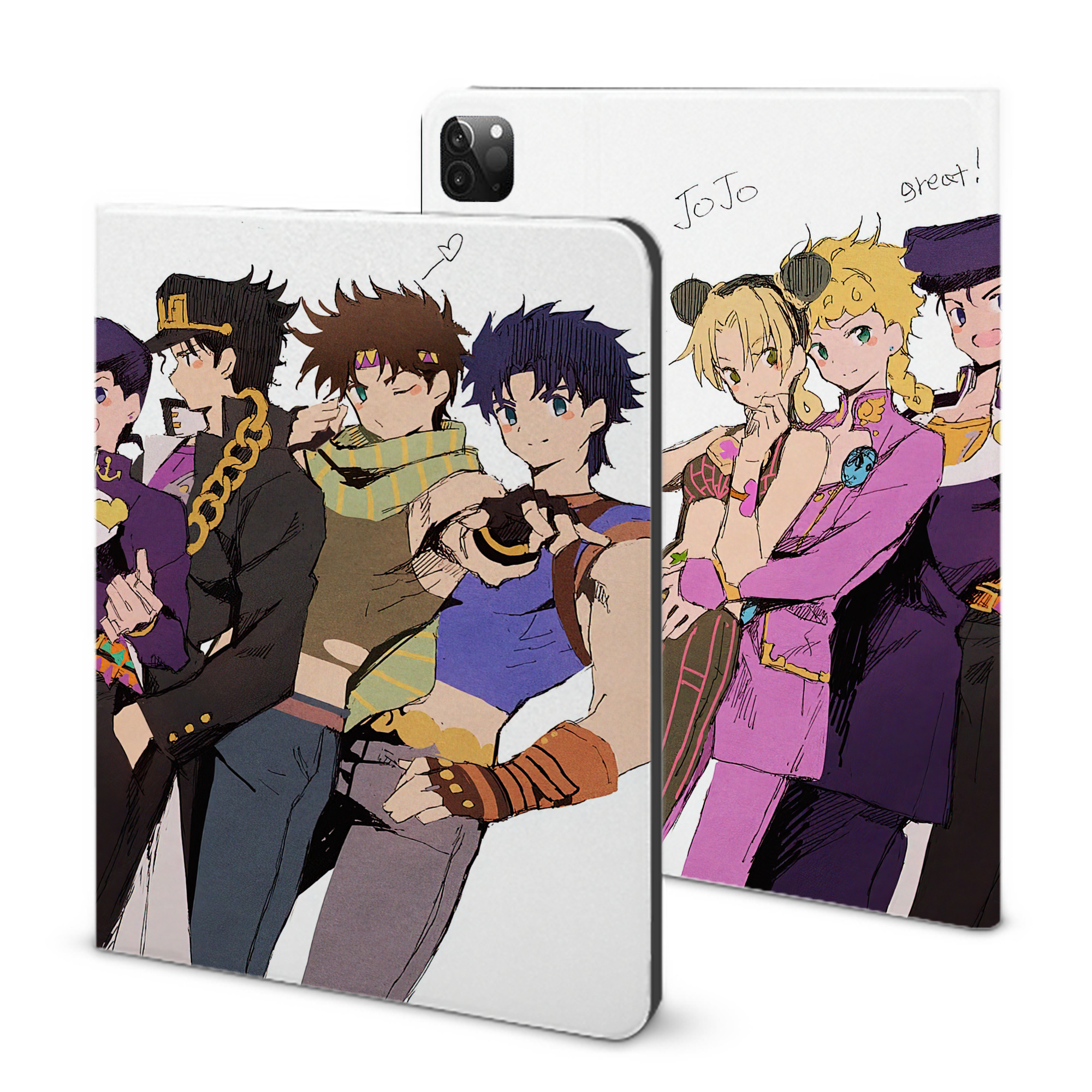 （画像用） ジョジョの奇妙な冒険 JoJo's Bizarre Adventure IPadケース ペンホルダー付き ブックスタイルデザイン